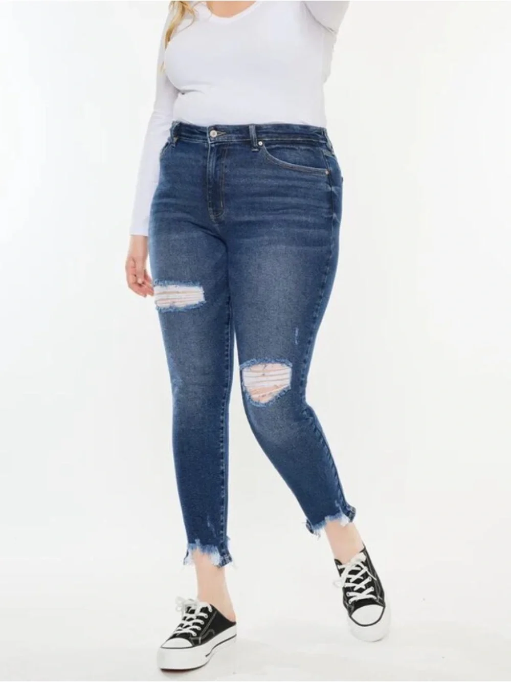 KANCAN HIGH RISE HEM DETAIL ANKLE SKINNY - Picture 1 of 6